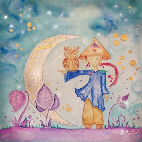 Carte postale – L’enfant chouette