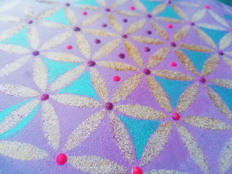 Tableau « Fleur de vie douce mauve »