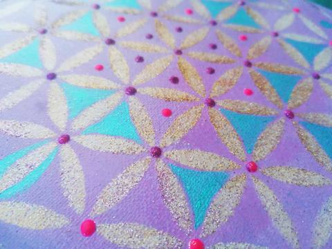 Tableau « Fleur de vie douce mauve »