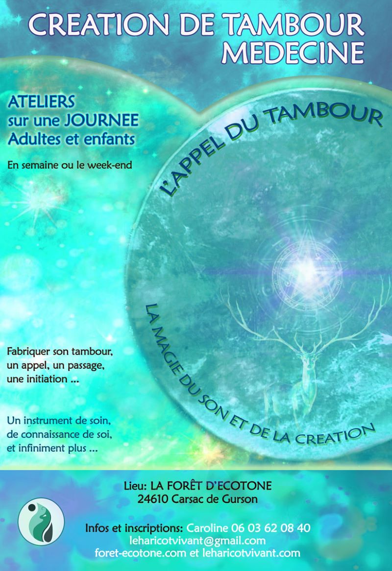 Caroline tenant un tambour en cours de fabrication